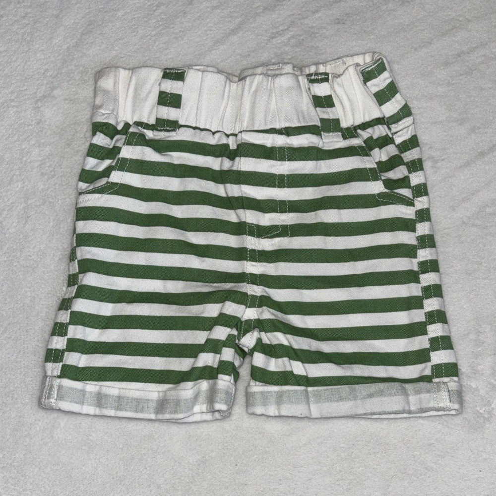 coyote Green and White Striped Baby Shorts
